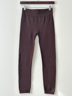 Free To Live Dark Brown Fleece Seamless Fleece Lined Leggings